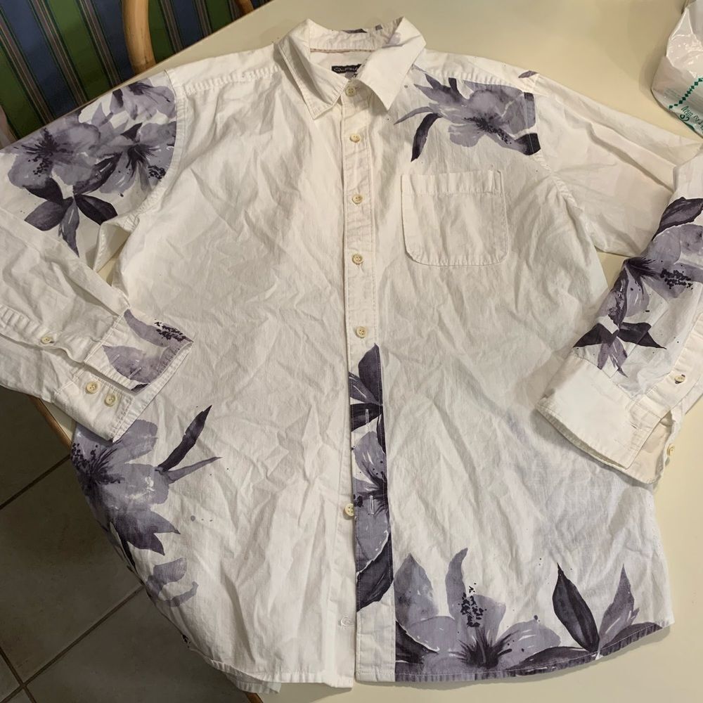 Quiksilver Mens Button Down Flower Shirt sz L